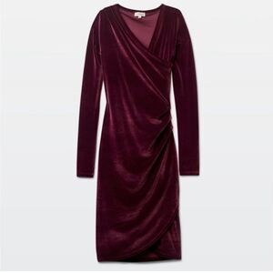 Aritzia Wilfred Free Klum Velvet Dress cardamon plum wine small
